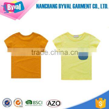 Wholesale Kids Summer Right Side Pocket Blank Cotton T-shirt photo-2