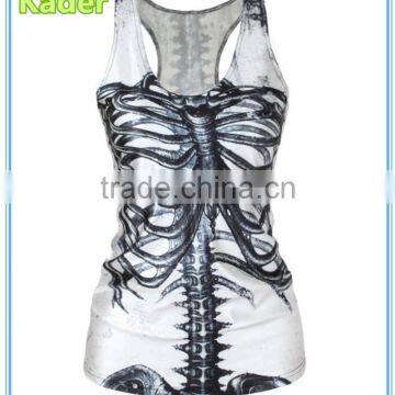 Ladies tank top with skull skeleton printing