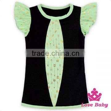 New Fashion Red And White Girl Cotton Shirt Flutter Sleeve Kids Tops For Summer Latest Design Girls Pearl Sleeve Top photo-4