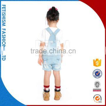 100% Denim Cotton Wholesale Kids Girls Overalls Belt Pants Fashion Clothes For Sale photo-5