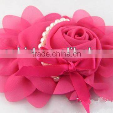 Newest 2014 Roses Pearl Headbands Baby Children Flowers Hair Accessories Girls Tire 13 Color Hair Band Headwrap Hair Ribbon photo-3