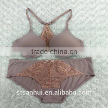 Sexy women front closure lace back bra panty set sexy