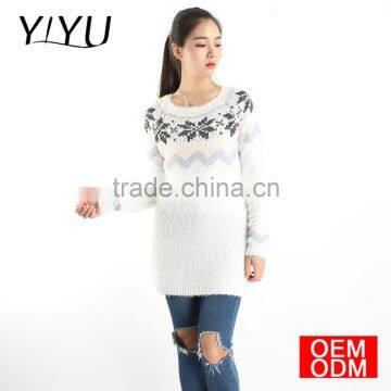 Women Sweater Dress Autumn Winter Hairy Snowflake Jacquard Knitted Christmas Short Mini Dresses photo-3