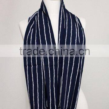 White Stripes on Navy Blue Infinity Scarf, Loop Scarf Circle Scarf Gift Ideas for Her, Spring - Summer - Fall - Winter Session photo-4