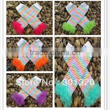 Baby Girls Chevron Leg Warmers With Chiffon Ruffle Baby Leg Warmer,legging photo-3
