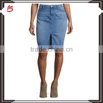 Fashion ladies short skirt designs high waist blue jeans skirt