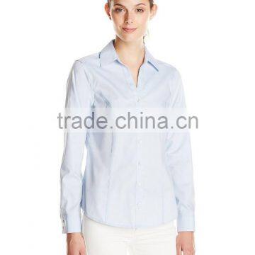 Ladies Loose Casual White/pink Light Blue Long Sleeve Shirt/blouse photo-2