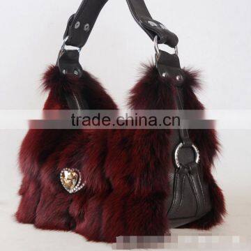 2016 New Shoulder Fashion Fur Bag / Winter Women Real Silver Fox Fur Bag