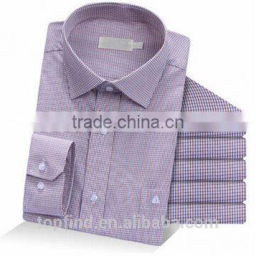 Wholesale classic 100% cotton plaids long sleeve deep color plaids men shirts