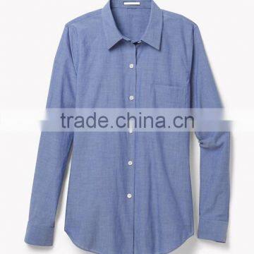 2015 Perfect Top Shirting top fashion ladies office wear royal indigo color models formal blouse designs for office