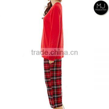 Factory Small Minimum Plaid Pattern Christmas Pajamas Women Wholesale photo-2