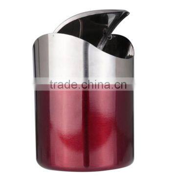 Best Price Red Color Stainless Steel Trash Bin1.5L Mini Car DustBin Swing Lid Kitchen Worktop Waste Rubbish Trash Can photo-3