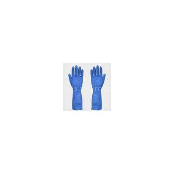 Mans Blue Household Latex Gloves With beaded cuff , straight cuff