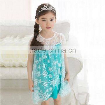 2014 girls princess lace blue party casual summer dresses baby & kids dress