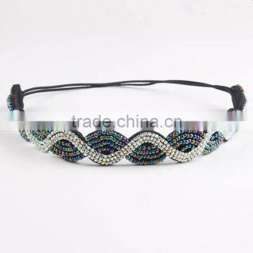 Lovely Beaded Headband Embroidered Bohemian Headband Elastic headband Adjustable Crystal Beads Hairband Wedding Hair Accessories