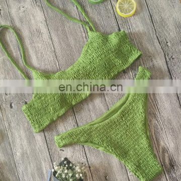 New Bikini Set Fold Pattern High Quality Swimwear Bathing Suit Swimwear Solid Color