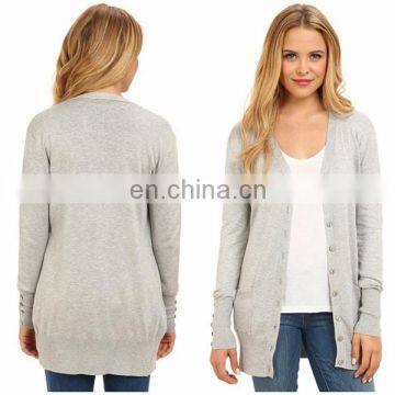 2014 Hot Sale Wholesale Pricing Woman Knitted Grey Fashion Caridgan