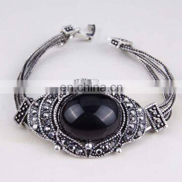 Retro Exaggerated Alloy Multicolor Gemstone Bracelet, Enamel Fashion Jewelry Bracelets, Onyx Bracelet photo-3