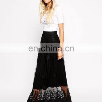 2014 A/W Embroidered Maxi Skirt In Lace