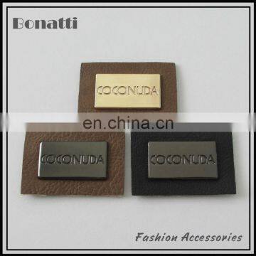 Debossed small size metal leather label for jeans and bags