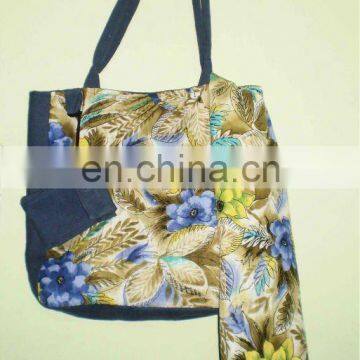 Printed Cotton Canvas Large Flower Summer Beach Bags