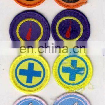 Round Tiny overlocking woven patch/woven badge for hospital clothes