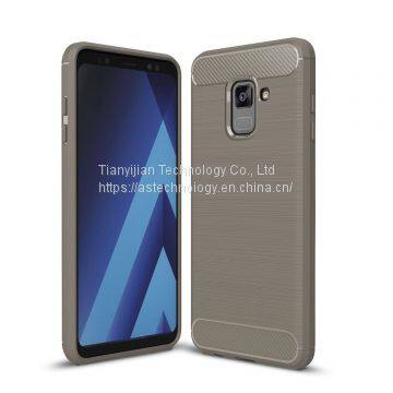 For Samsung Galaxy A8 2018 Case - Shockproof Carbon Fiber Soft TPU Hybrid Cover photo-2