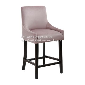 Solid Counter Stool with Pink Velvet  HL7043-1