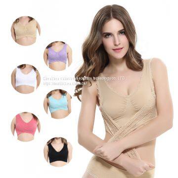 lace Sports Bra Seamless Wirefree Push up Sports Bra with Removeable Pads