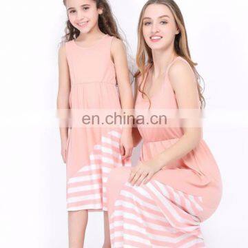 2019 new mommy and daughter dress latest family matching clothing long stripe dresses (this link for WOMAN)