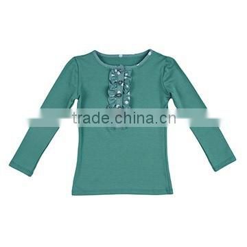 2015 wholesale kids wholesale green cotton Tshirt full sleeve top design kids apparel                        
                                                Quality Choice