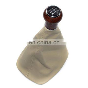 Free Shipping! 5 Speed Beige Wood Leather Gear Shift Knob Gaitor Boot for VW Passat B5 B5.5 1998 1999 2000 2001 2002 2003 2004