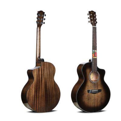 Solid acoustic guitar new designed high quality fretboard inlay guitar 40 inch factory wholesale OEM quality guitar