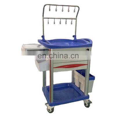 Hot sale Four aluminum columns  ABS medicine emergency transfusion Trolley cart for hospital