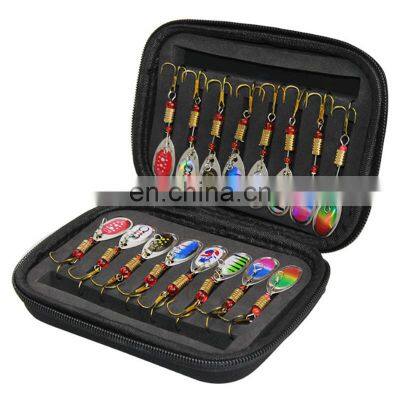 16 Pcs Metal Spinner Fishing Hook Fishing Lure Bag Spinner Spoon Combo Kit