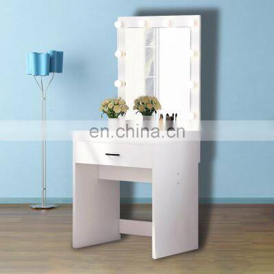 Wooden Mirrored Dressing Table, Makeup Vanity Dressing Table Dresser Desk for Bedroom