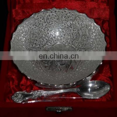 small round silver bowl