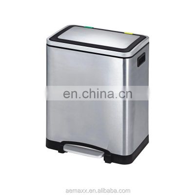 Best Selling 30L Garbage Cans Stainless Steel 410  Trash Bin with Anti-fingerprint  Outdoor Kitchen Office Waste Bins