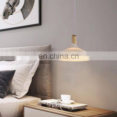 HUAYI New Design Iron Wood Glass Indoor Bedroom Living Room 60w Modern Hanging Pendant Light photo-5