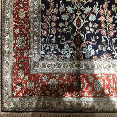 Yamei Lagend Royal Blue Color Handmade Silk Persian Rug and Tapestry for Sale photo-4