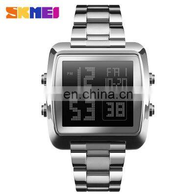 SKMEI 1369 Men Digital Stainless Steel Watch Week Date Alarm Luminous Countdown