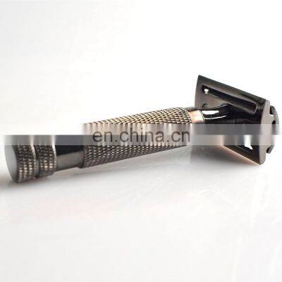 High Quality Stainless Steel Metal Black Barber Straight Double Edge Blades Shaving Safety Razor photo-4
