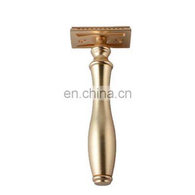 Men Luxury Shaver Matte Gold  Metal Handle Singe Blade Shaving Safety Razor