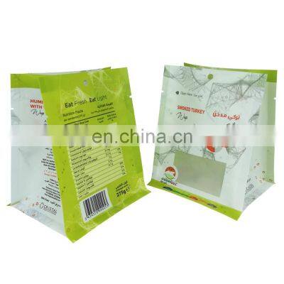 Heat seal flat bottom packing pouch mylar food custom printed sandwich bag transparent plastic packaging with hanging hole