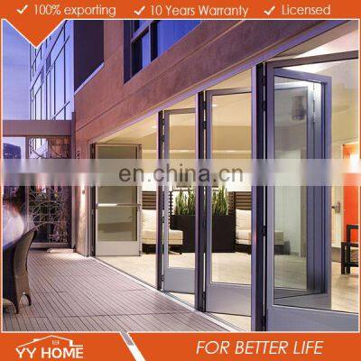 YY Standard Bi-folding Door With Double Glazed for Hotel or Apartment Use
