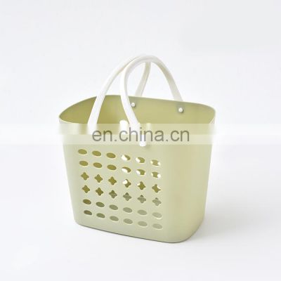 Wholesale products Pierced portable basket Bathroom flexible plastic hand-held storage Basket storage for toiletries