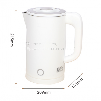 Double-layer anti-scald 1.8L electric kettle with a cover for household use 304 stainless steel automatic power off kettle