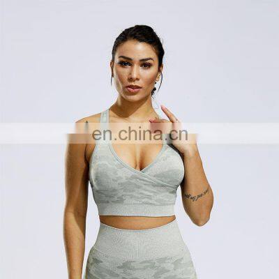 High Quality Custom Sports Bra Sexy Camouflage Seamless Yoga Bra For Women photo-3