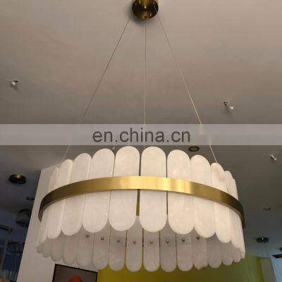 Modern alabaster chandelier restaurant bar kitchen nordic brass chandelier