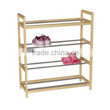 Promotion Wooden and Metal 4 Tiers Shoe Racks